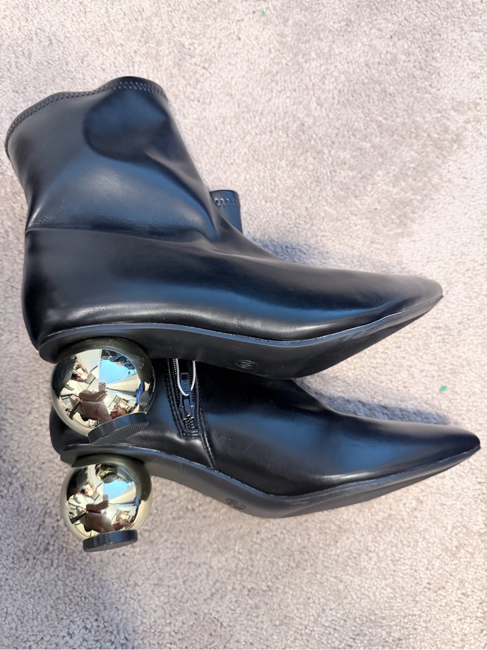 a new day Black Ankle Boots with Metallic Gold Accent